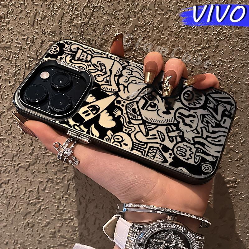 Coretan Lines Glossy Hologram PC Case VIVO Y17s Y12 Y12S Y15s Y21 Y03 Y16 Y22 Y18 Y02 Y17 Y27s Y30 Y