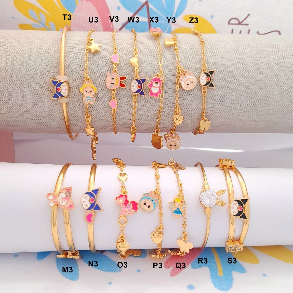 Gelang Kuromi Labubu Anak Lucu Ukuran Tanggung Bayi Xuping Unicorn Kuda Poni Dorami Cherry Batu Kris