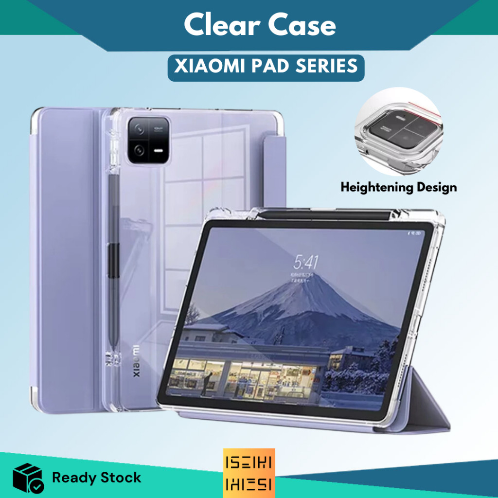 Ready Case redmi pad pro 12.1 / Poco Pad Casing xiaomi pad 6s pro Clear TPU Smart Autolock Trifold F
