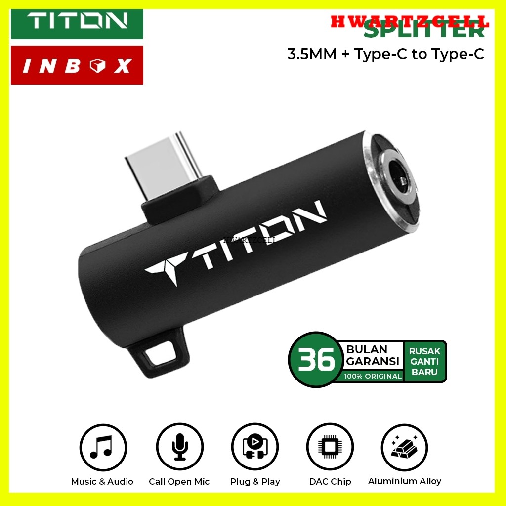 [HWARTZ] Titon Splitter Converter DAC Chip Jack 3.5mm Audio and Type C to Type C Adapter Adaptor OTG