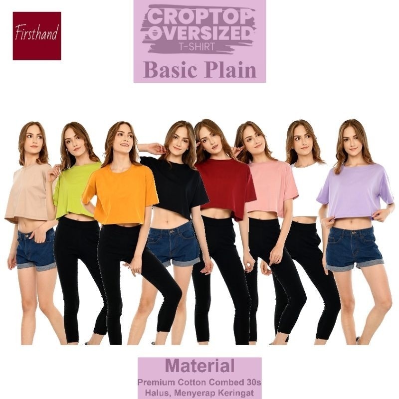 Crop Top Oversize Polos Basic Baju Crop Oversize Atasan Crop Tee Baju Crop Plain Kaos Pastel Kaos Po