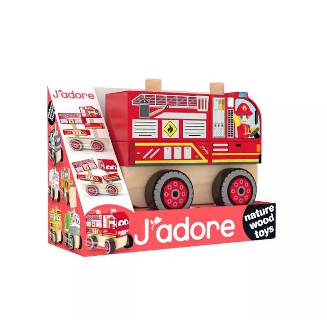 JADORE Firefighter Stacking Truck | Mainan Stacking Kayu | Mainan Anak-Anak