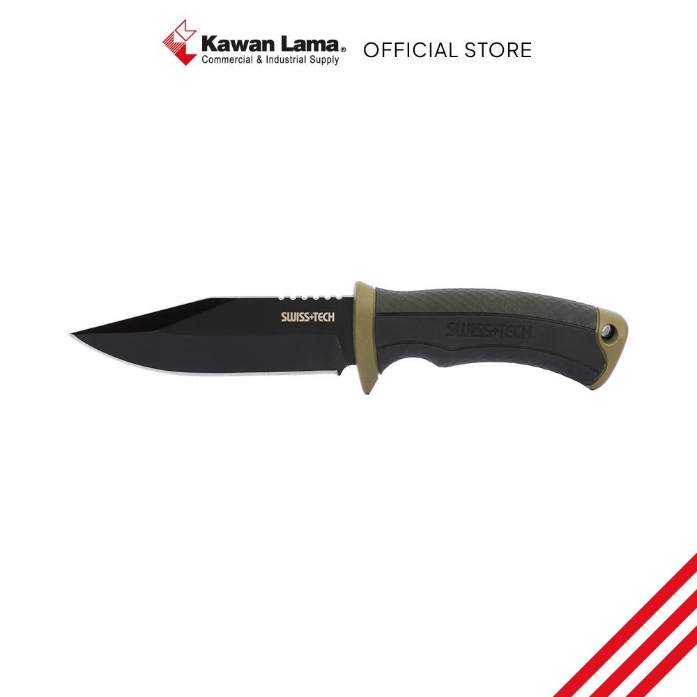 KLS Swiss Tech 4.8 inci Pisau Fixed Blade - Hitam Fixed Blade