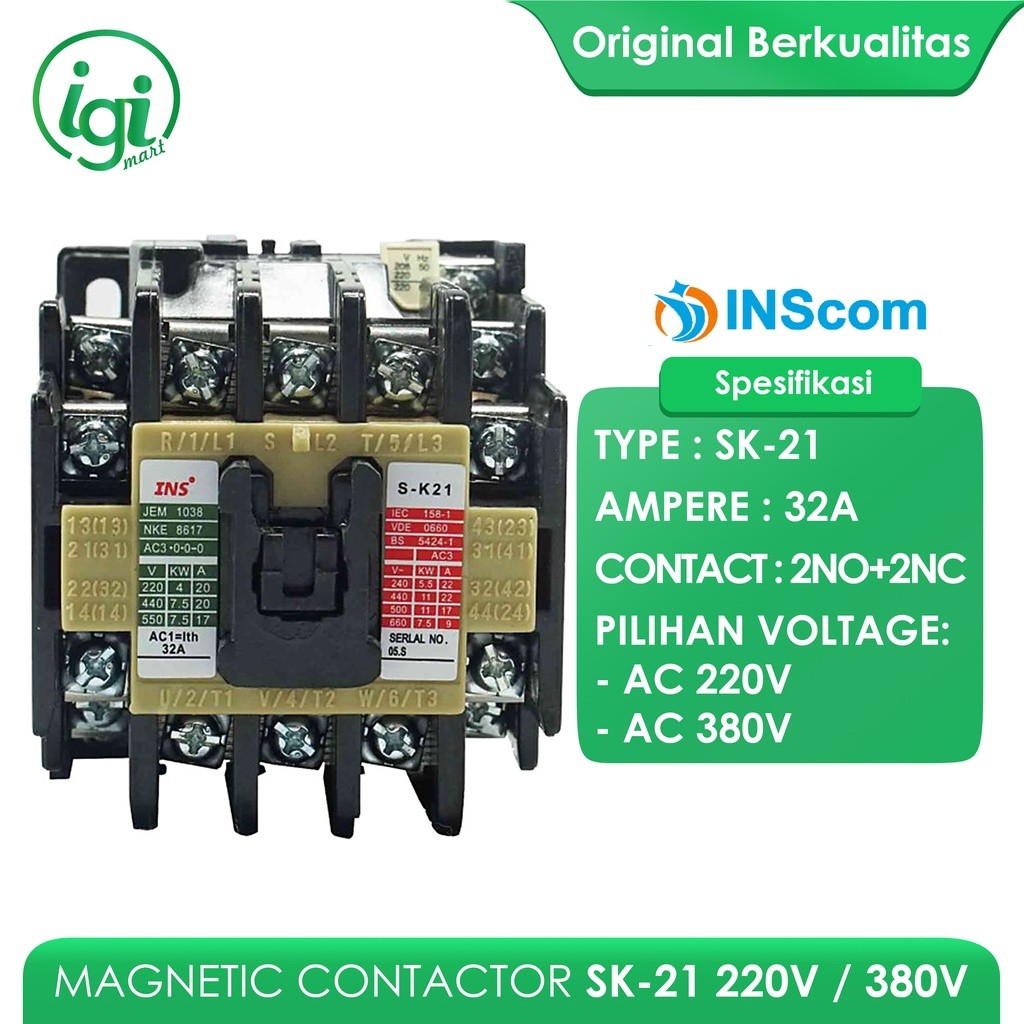 MAGNETIC CONTACTOR SK-21 220V 380V / AC KONTAKTOR SK 21 220VAC 380 VAC
