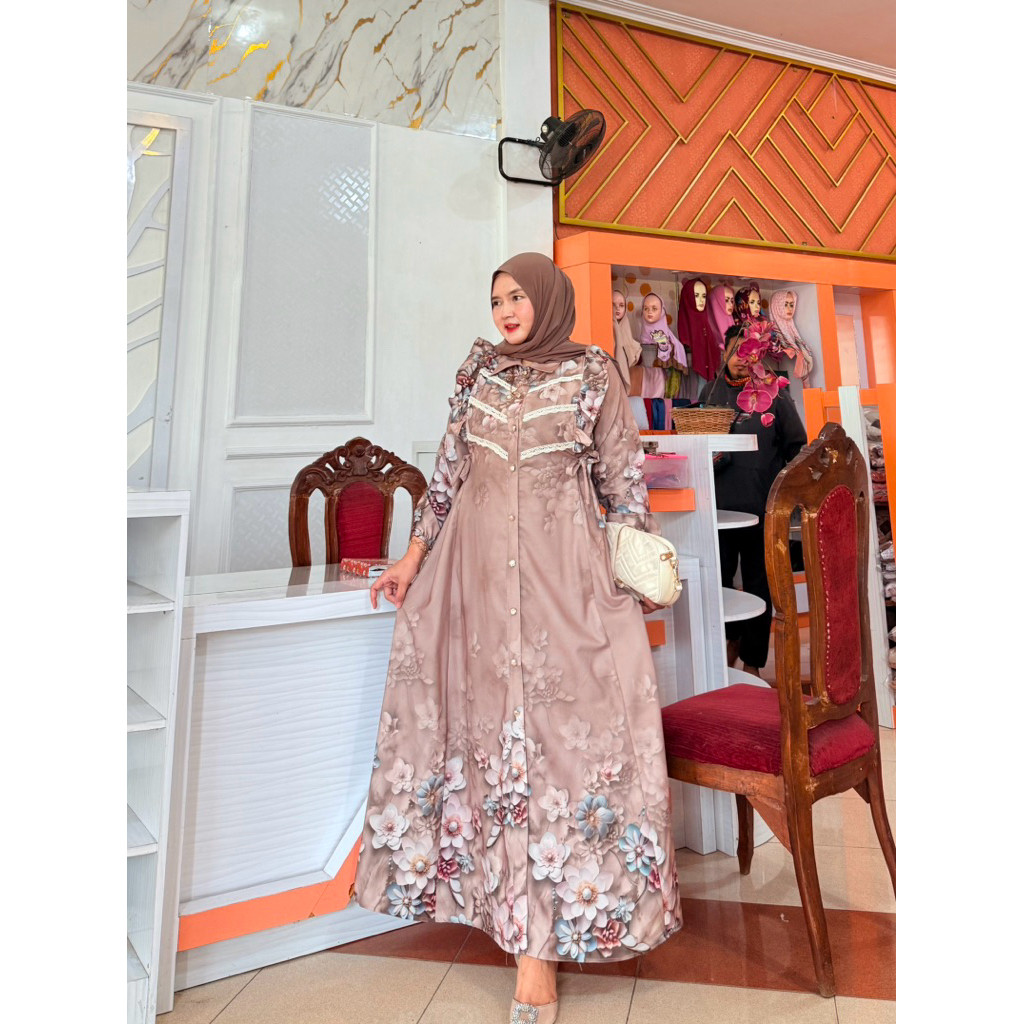 Bisa COD Ayraa Gamis Bahan Coco Nici Print  Premium Lebar Mayung Adem L9C5