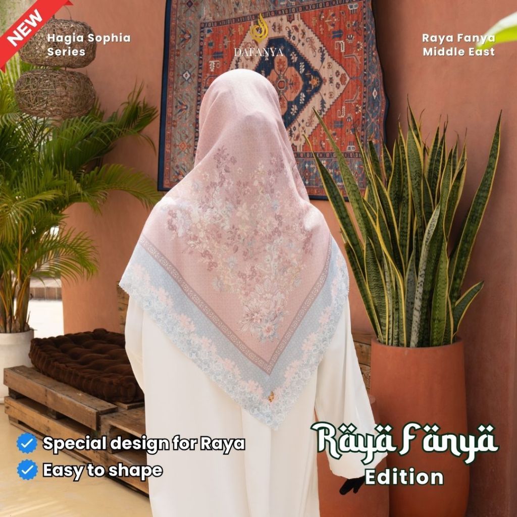 MH67TD  - Hagia Sophia Series Jilbab Motif Floral Kerudung Segi Empat Hijab Scarf bahan Voal Laser C
