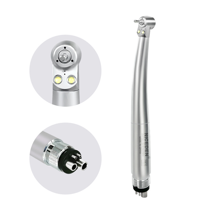 NICEDEN Dental Mini Head LED Handpiece Surgical High Speed Double Led Handpiece 2 holes 4 holes ildr