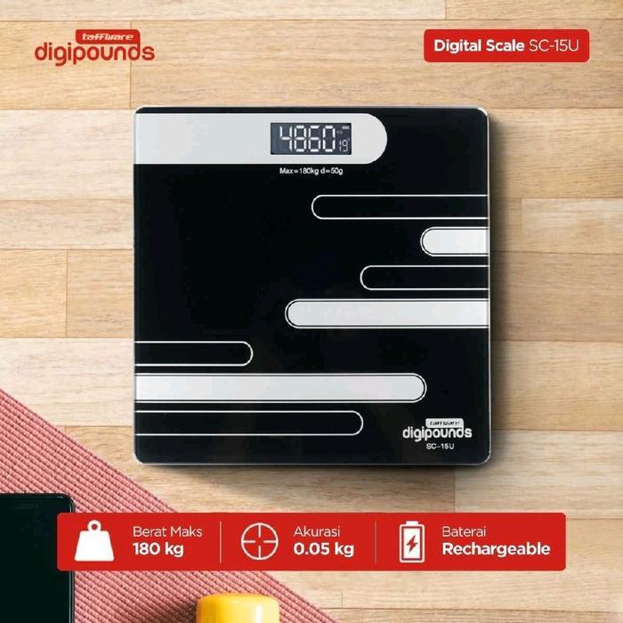 Timbangan Badan Digital Scale Taffware Digipounds Rechargeable