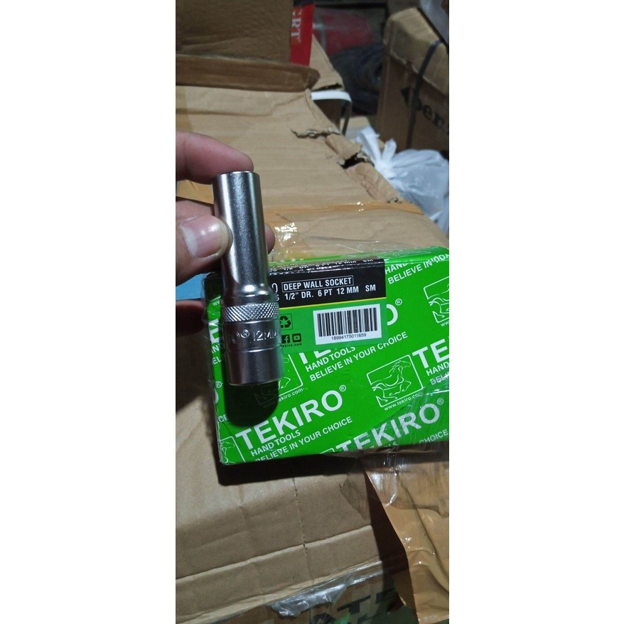 Mata kunci shock 12 mm panjang TEKIRO 6pt 1/2 inch
