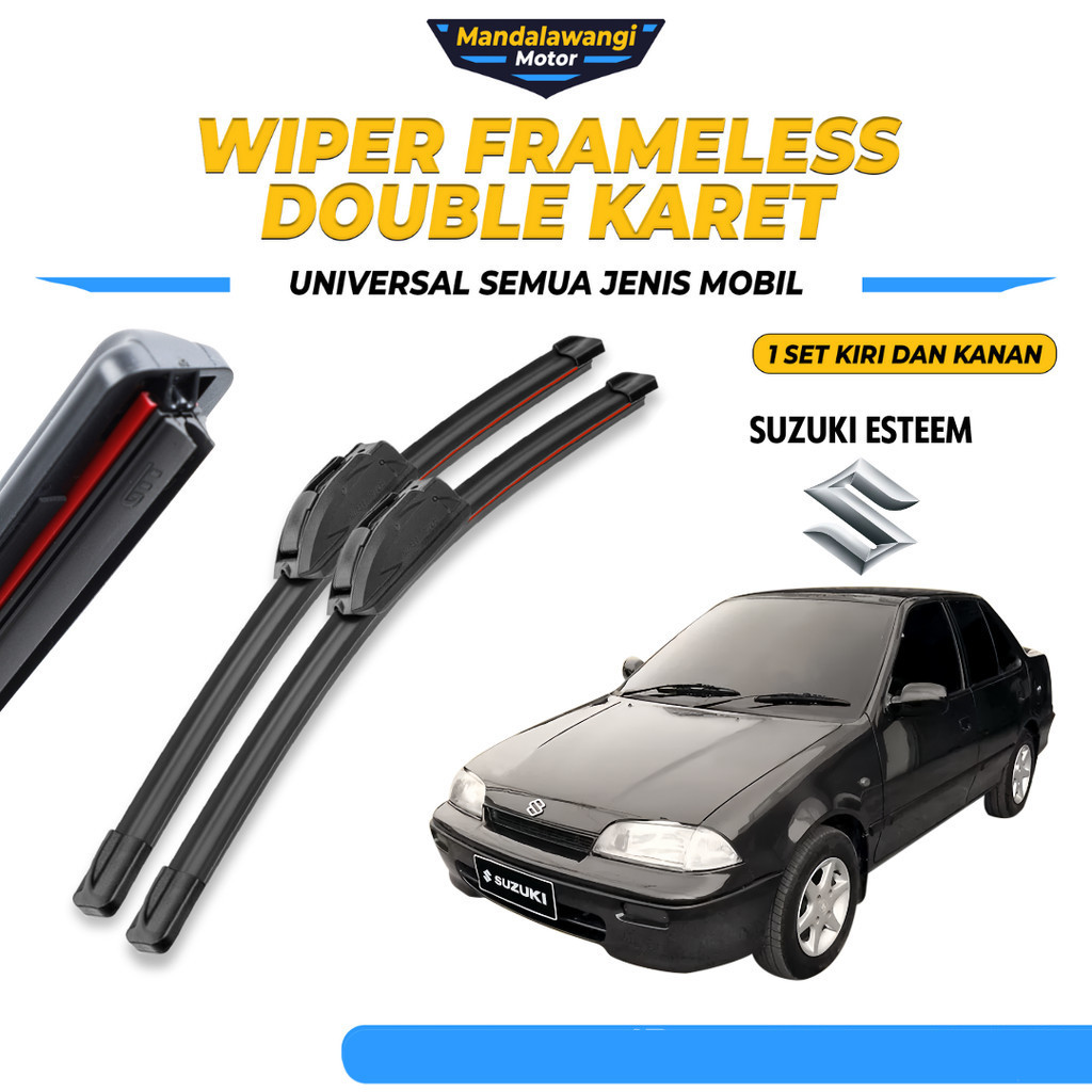 Wiper Blade Suzuki Esteem Double Karet Pembersih Kaca Depan Mobil 1 Set Kiri dan Kanan