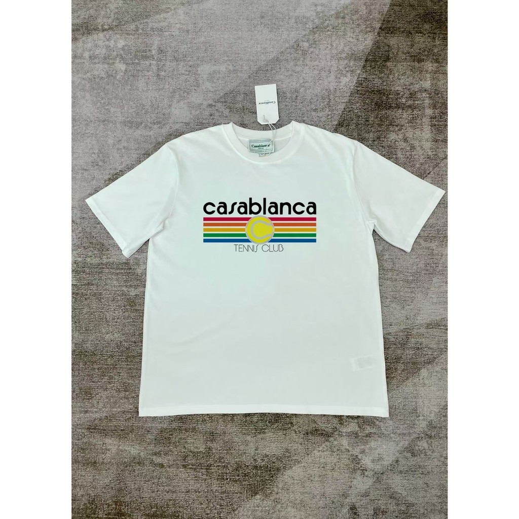 ATASAN PRIA BAJU KAOS Ready Stock casablanca casablanca Short-Sleeved Pure Cotton American Street We