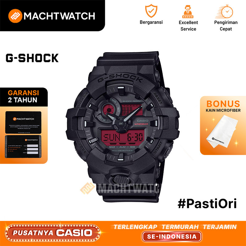Jam Tangan Pria Casio G-Shock GA-700BBR-1ADR Black and Bold Red Series Digital Analog Dial Black Res