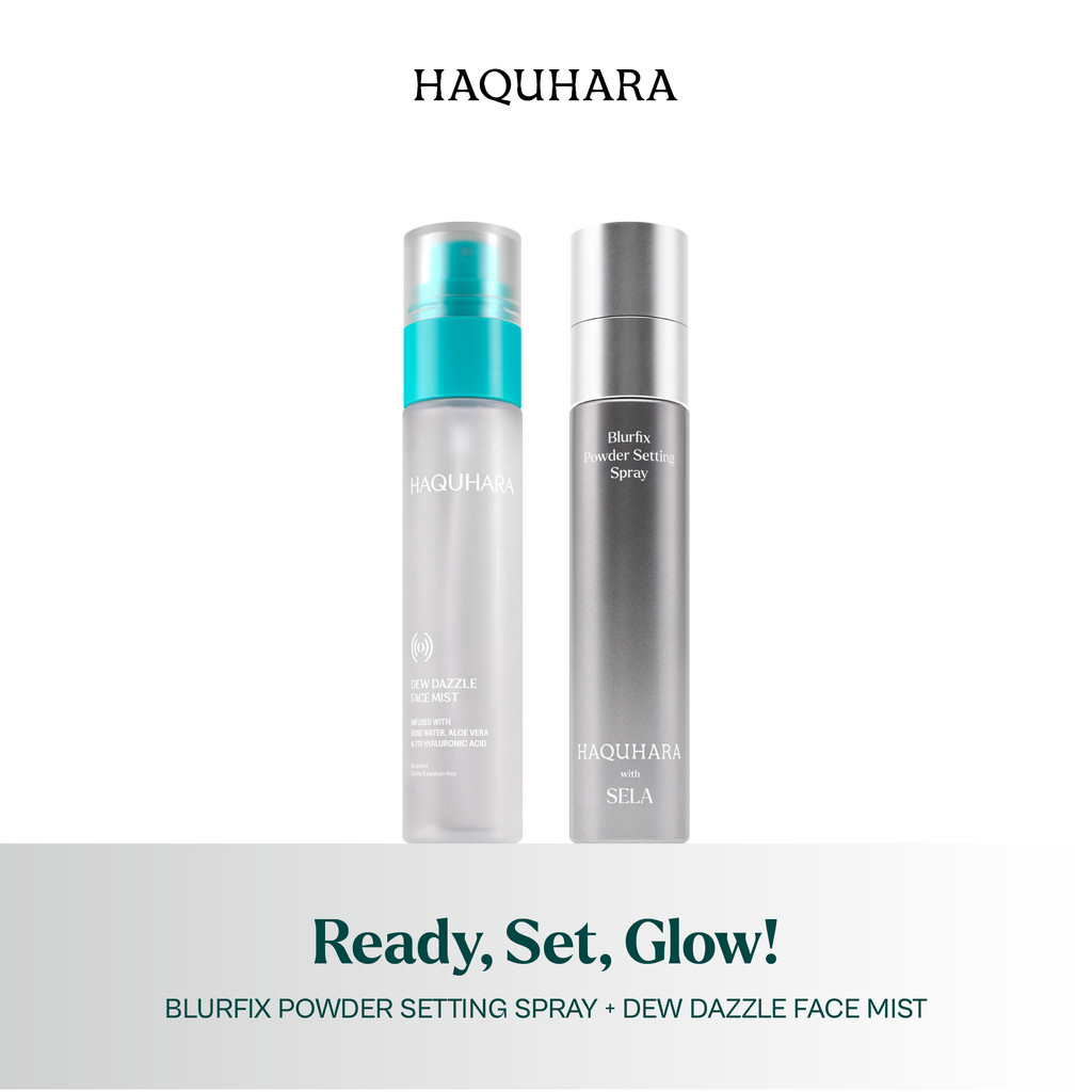 ⁠Haquhara Ready, Set, Glow - Dew Dazzle Face Mist + Blurfix Powder Setting Spray with SELA