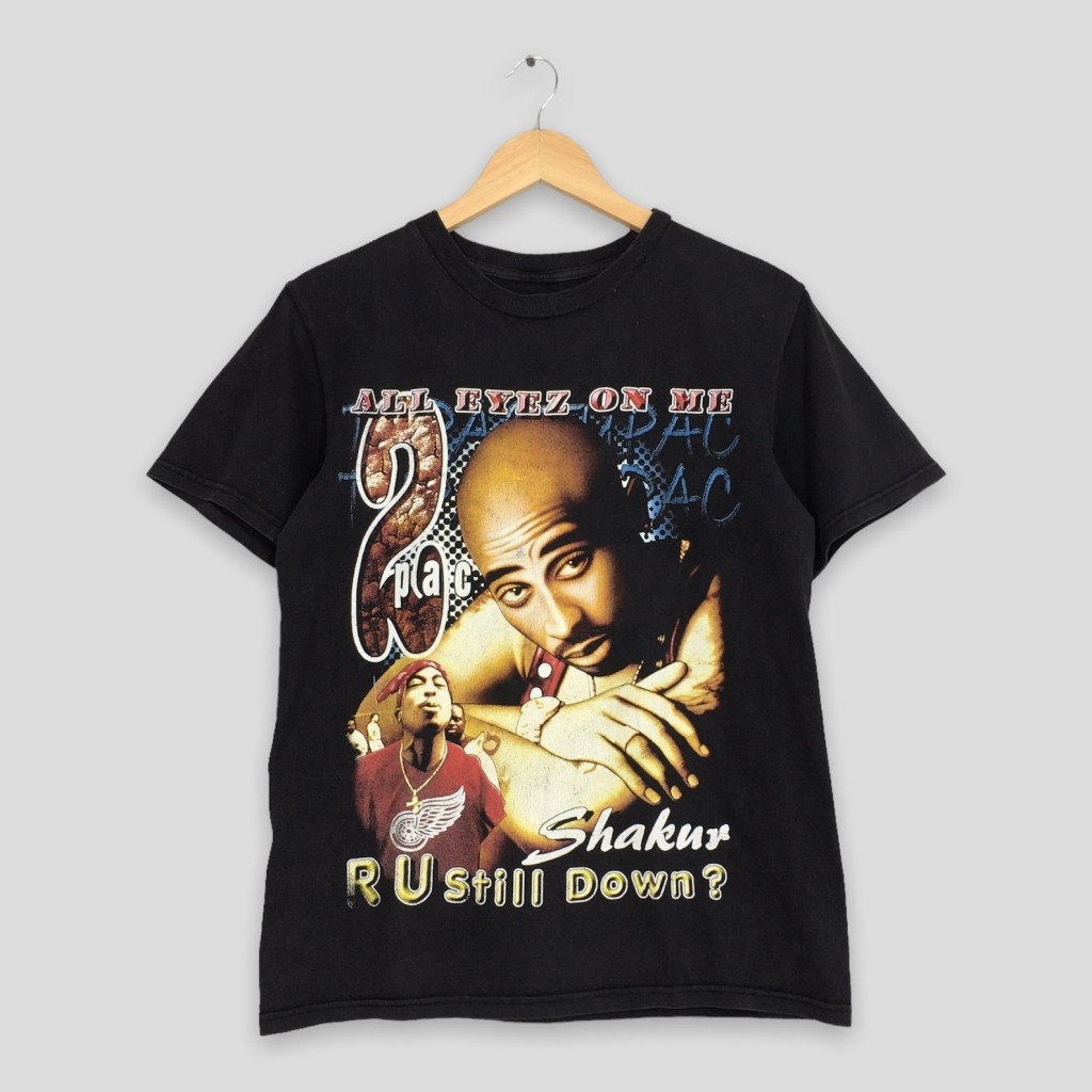 Vintage 90's Tupac Shakur Rapper Makaveli Tees Small 2pac All Eyez On Me Hip Hop Festival Concert Mu