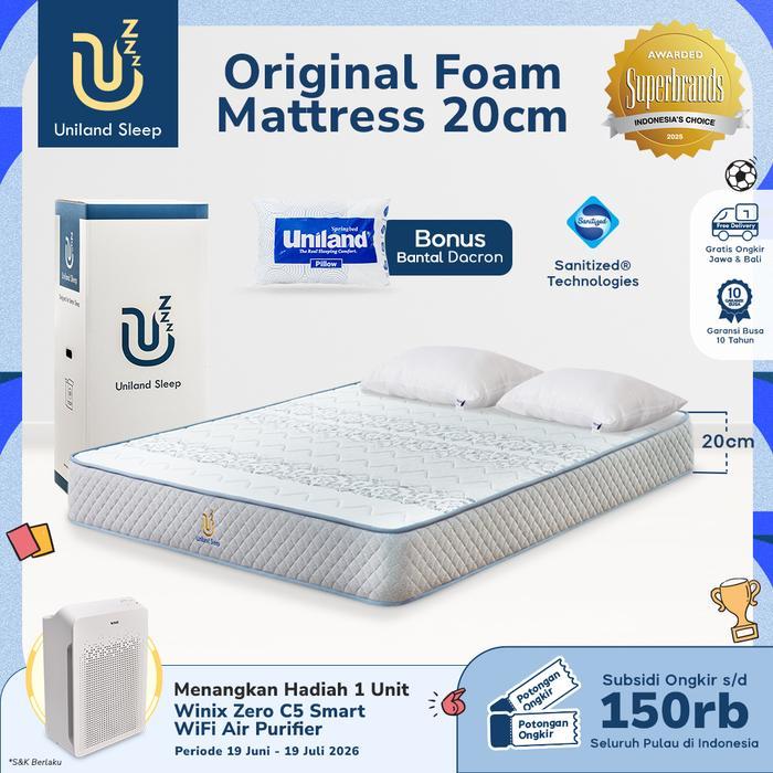 Kasur Busa Uniland Sleep Original 20cm Foam Mattress Box FREE BANTAL - 90x200