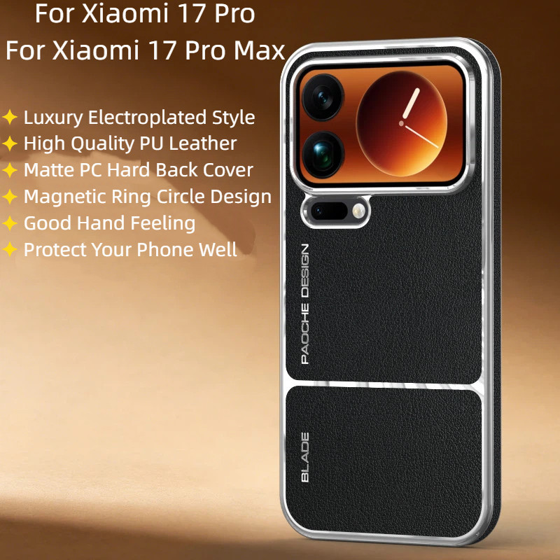 Untuk Xiaomi 17 Pro Max/17 Pro Casing Mewah Elektroplating+PU Matte PC Keras Magnetik Penutup Ponsel