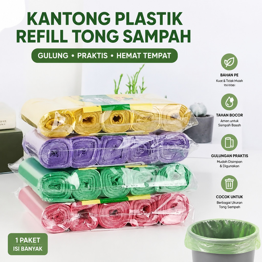 Kantong Plastik Refill Tong Sampah Gulung Travel 45x50 1 roll isi 15