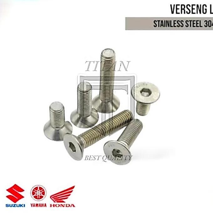 (5PCS) BAUT VERSENG L M3 X 25 BAUT COUNTERSUNK DRAT 3MM / BAUT FLAT M3 / BAUT JF L SS304 ANTI KARAT