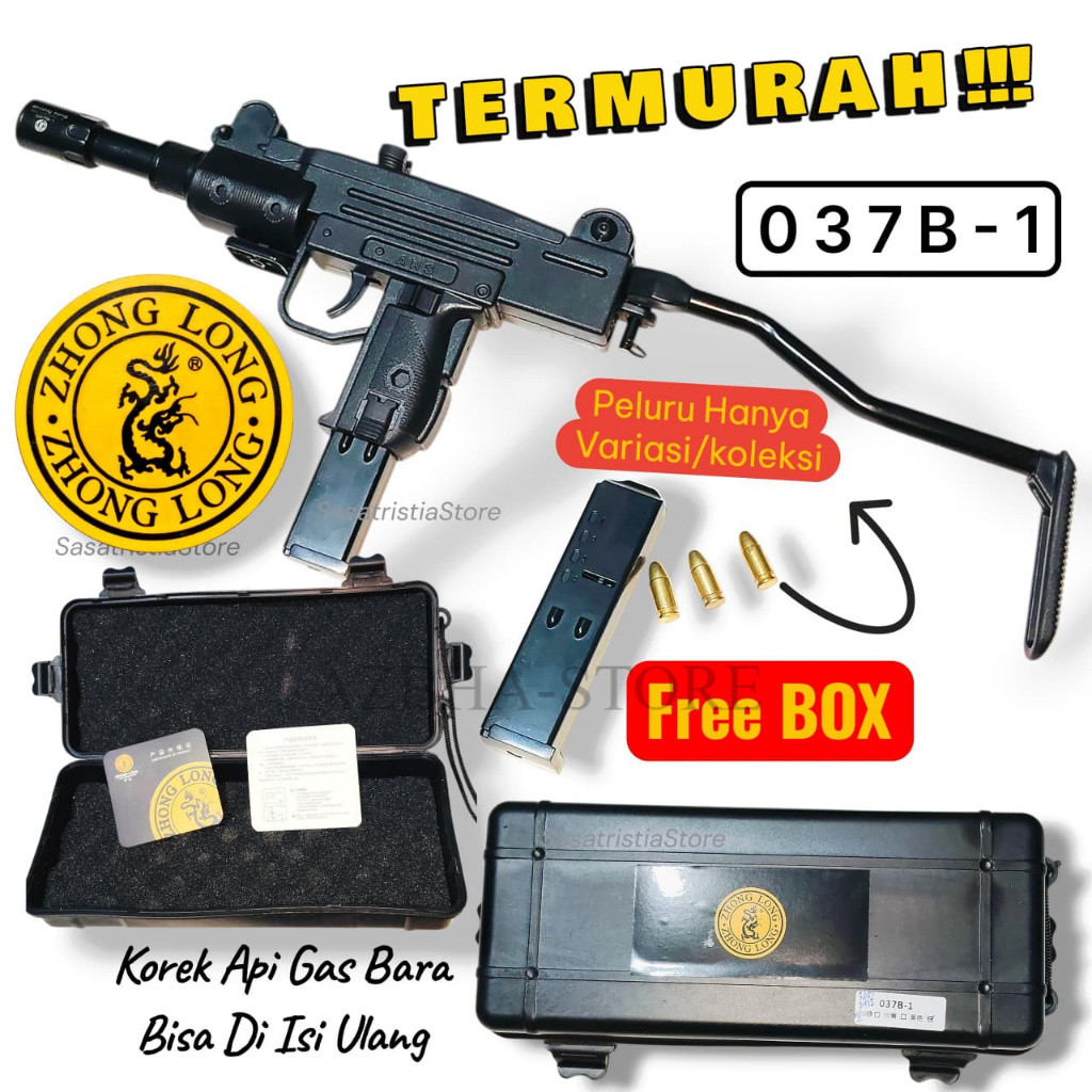 Korek Api Pistol Uzi Lighter 2 Api Bara Las Gas Zhong Long