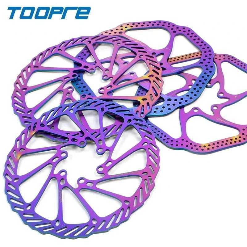 Foto Toopre Rotor Disk Brake Electro Plating 6 Baut Six Bolt Pelangi Rainbow Sepeda 140mm 160mm 203mm 7 6 5 inch 160 140 mm Sepeda MTB RB
