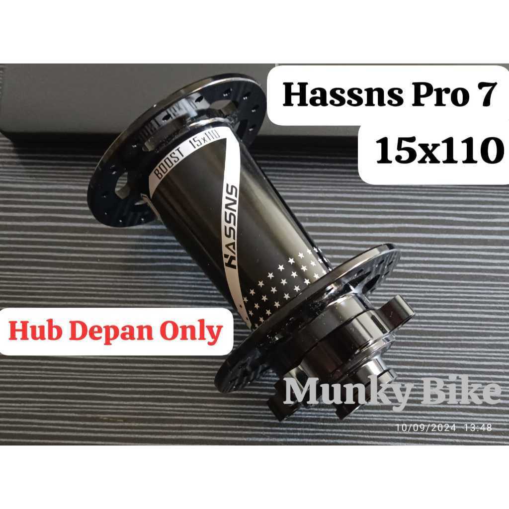 Foto Hassns Pro Hub depan TA 15 x 110 thru axle boost 32 hole six 6 bolt seal bearing sepeda MTB