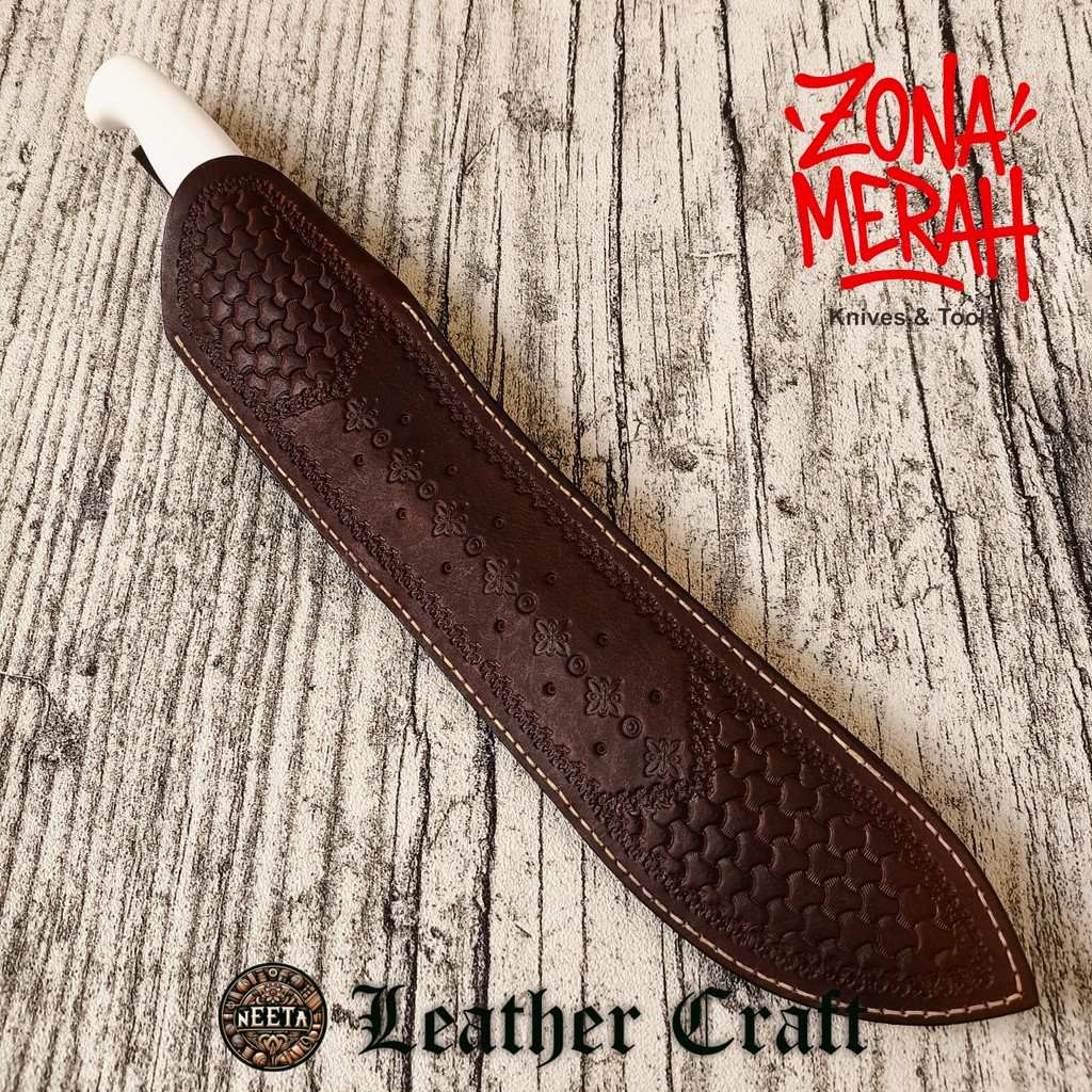 sarung pisau kulit asli motif butcher bullnose victorinox tramontina 36 cm original neeta