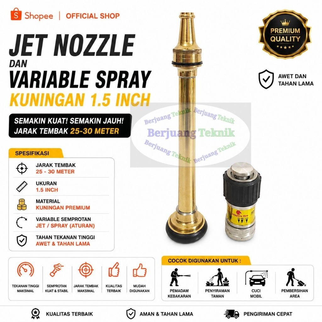 Nozzle Pemadam Nozzle Sprayer  Pemadam full kuningan 1,5 Inch || Nozzle Sprayer Penyiraman tanaman d