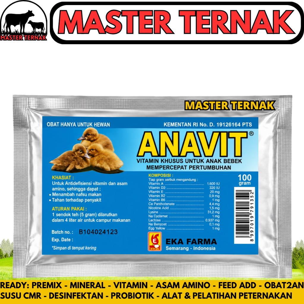 ANAVIT 100 GRAM EKA FARMA - Vitamin Anakan Bebek DOD Itik Tingkatkan Nafsu Makan & Pertumbuhan