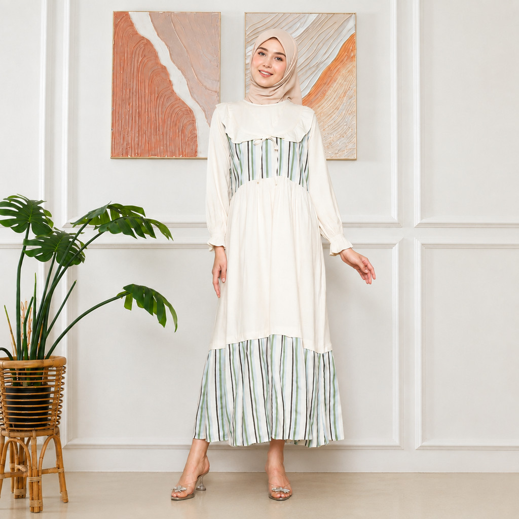 RILLEY - Gamis Hasna | Dress Panjang Muslim Wanita | Gamis Wanita Terbaru Bahan Linen