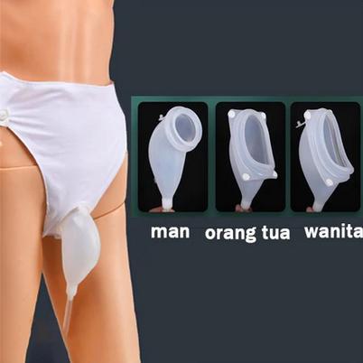 Celana Kateter Eksternal Pria Silikon Alat Bantu Urin Pasien dengan Kantong Urin