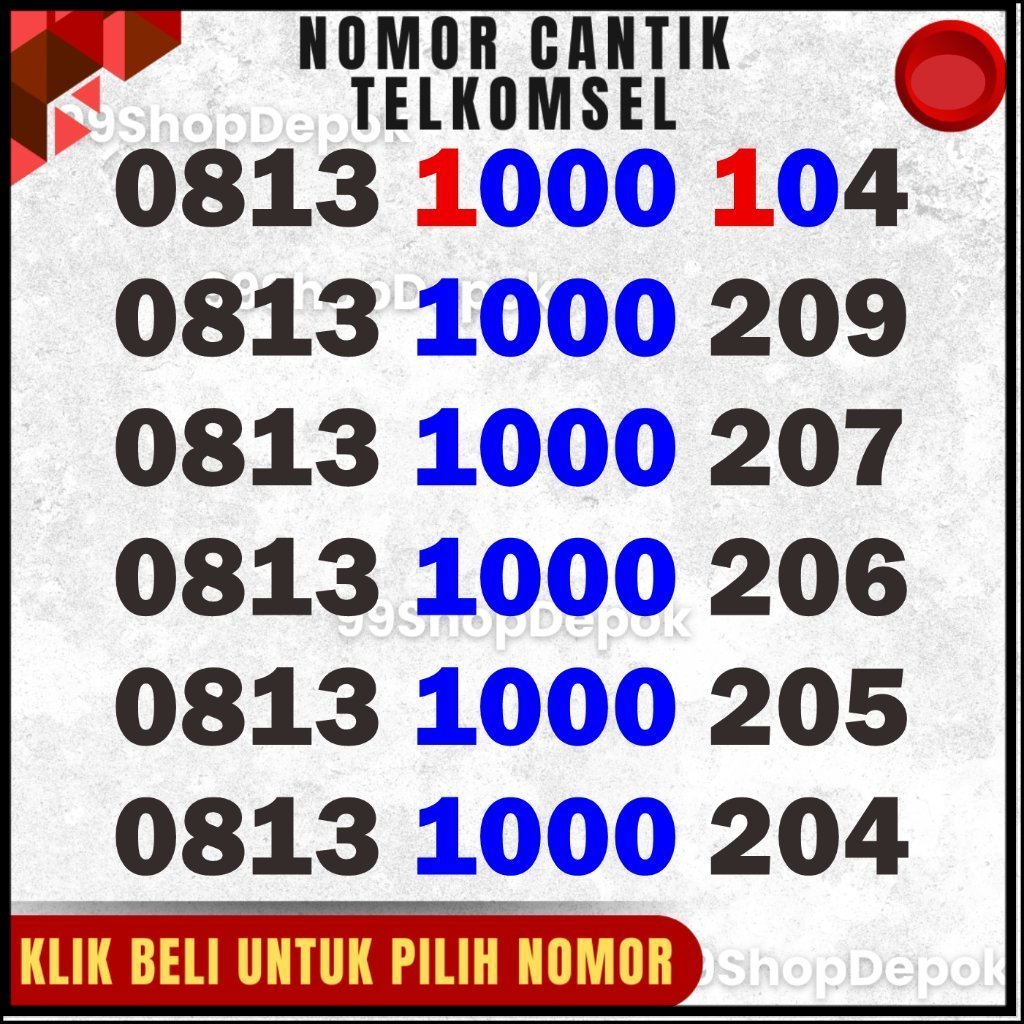 Nomor Cantik Simpati 11 DIGIT, TELKOMSEL 1000 105, Nomer Cantik Simpati 4g 5g Kartu Perdana 104 105