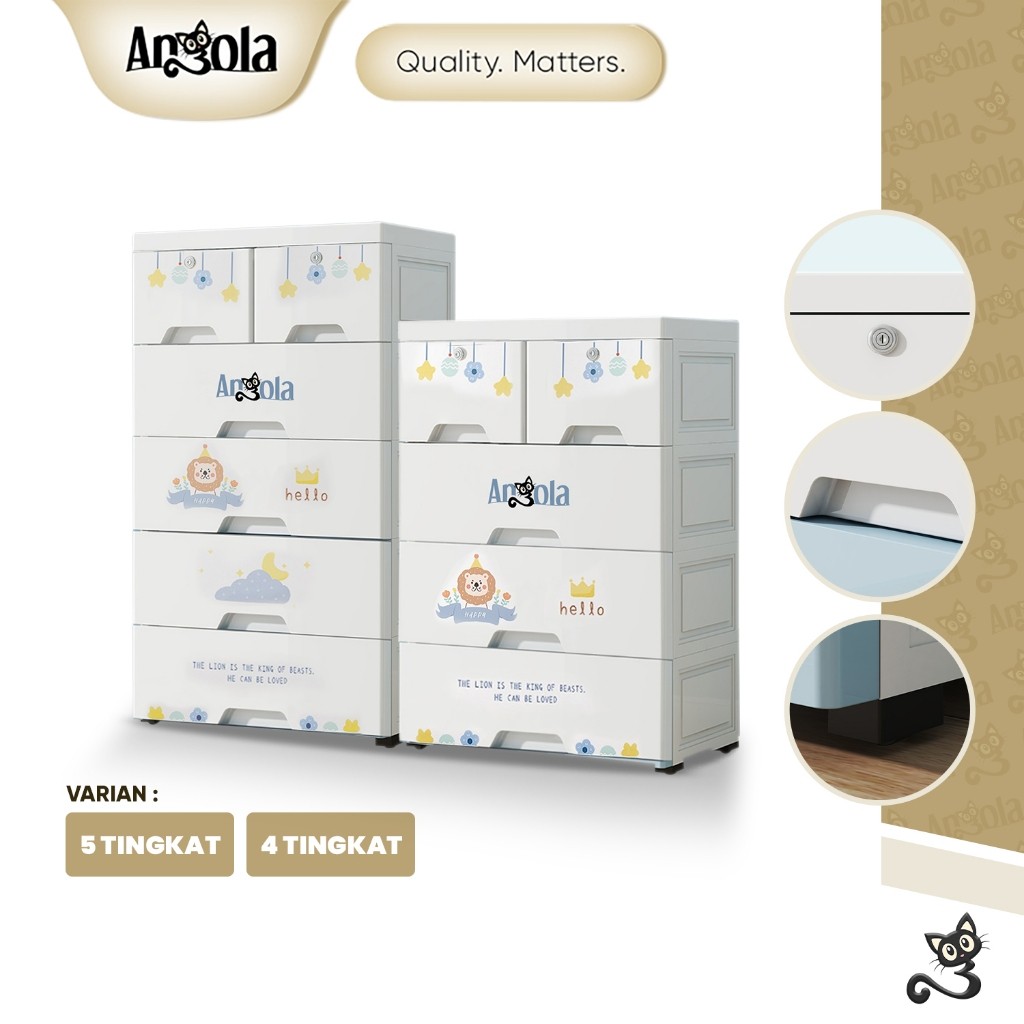ANGOLA Lemari Pakaian Plastik 4-5 Tingkat C74-C75 Lemari Baju Anak / Wardrobe Storage