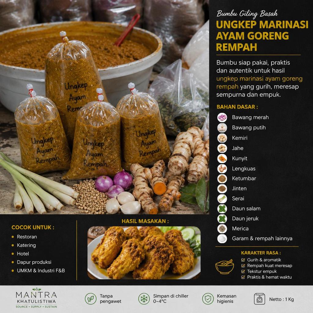 BUMBU UNGKEP MARINASI AYAM GORENG REMPAH GILING BUMBU HALUS BUMBU GILING HALUS FRESH TANPA PENGAWET