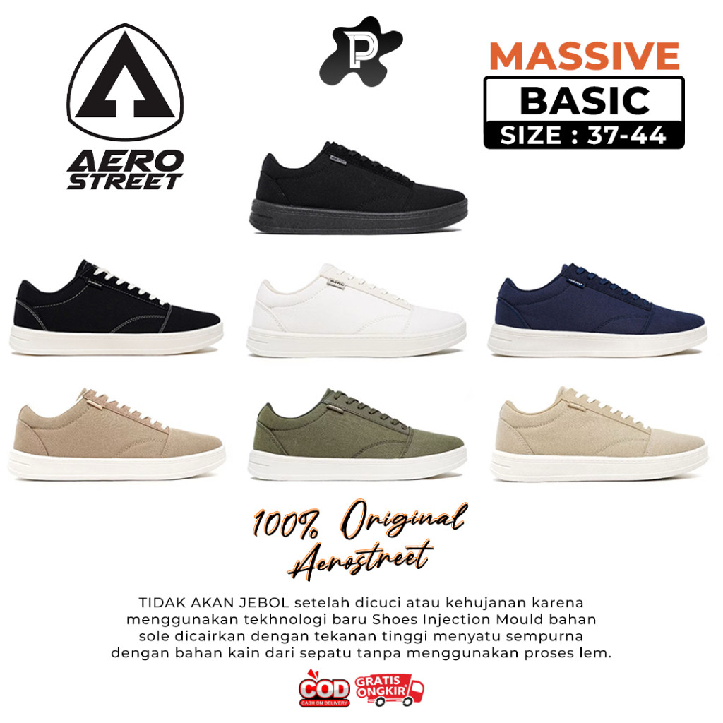 PROMO Aerostreet 37-44 Massive Basic 2.0 Black White / All Black / Navy / Olive / White / Natural Kh