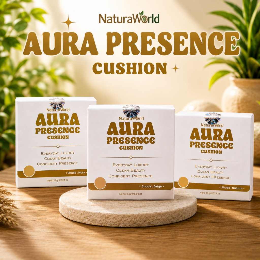 NaturaWorld Aura Presence Cushion Original | Cushion Makeup + Skincare | UV Protection | Natural Fin