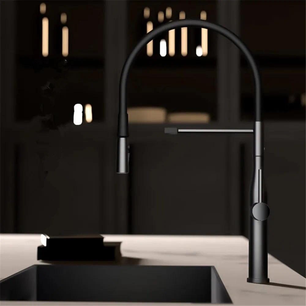 Brushed Gold Pull Out Kitchen Faucet Gray Pull Out Sink Faucet Tap 360 degree rotation torneira cozi