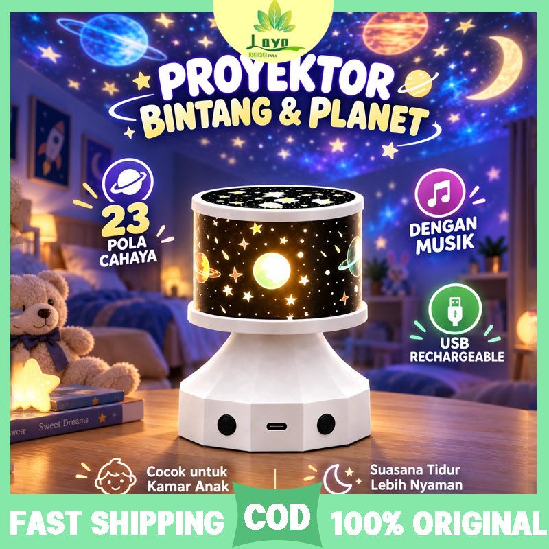 Lampu Proyektor Bintang USB Charge 23 Slides Lampu Hias Kamar Tidur Musik Lampu Malam Suasana Dekora