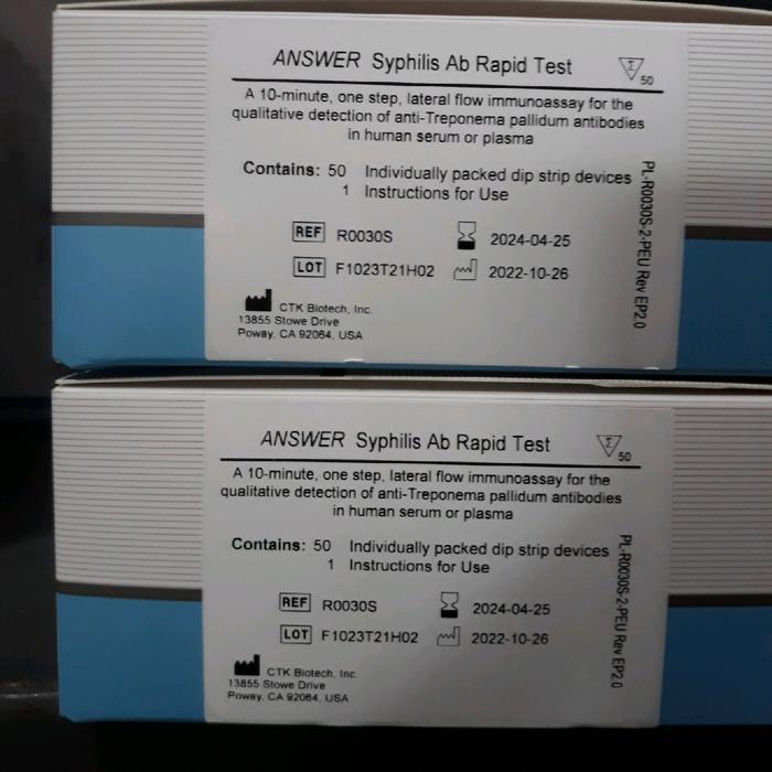 Syphilis Ab Rapid tes Answer 50pcs ( Serum/Plasma) 50pcs