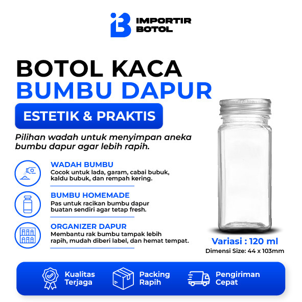 IMPORTIR BOTOL Jar Bumbu Dapur 120ml