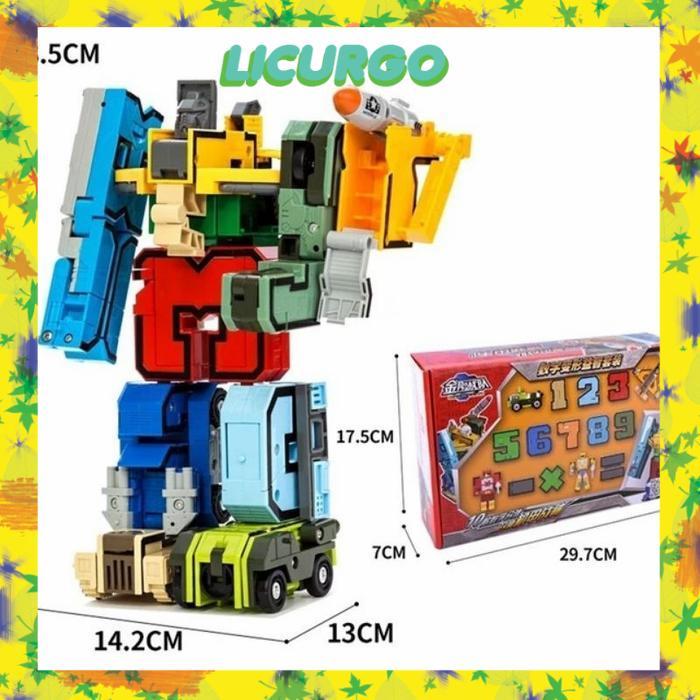 mainan robot angka bongkar pasang jadi robot transformer