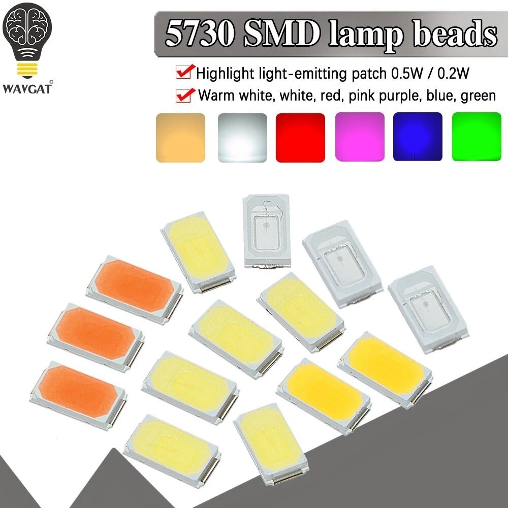 (OML) LED SMD 5730 0.5W 3.2-3.5V lampu chip