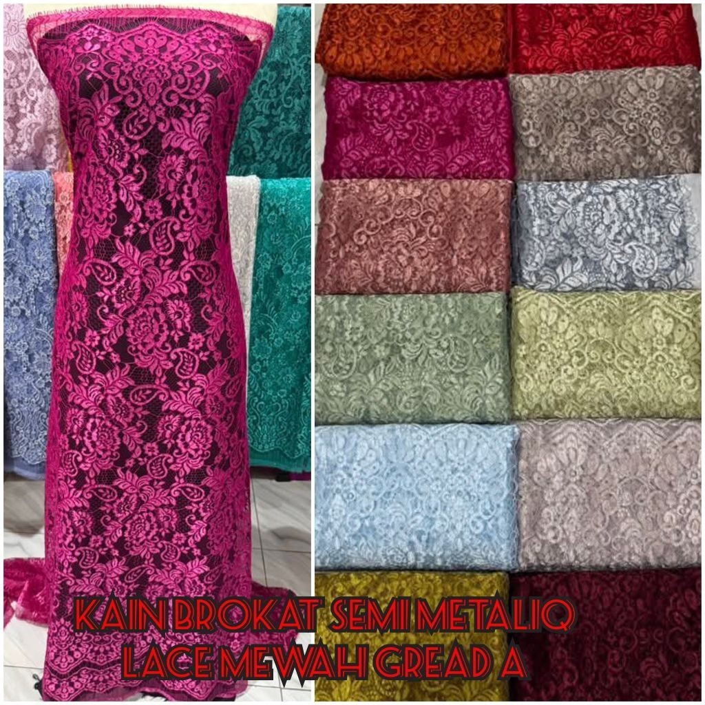 kain kebaya brokat semi prancis metalik bahan kebaya benang mengkilap