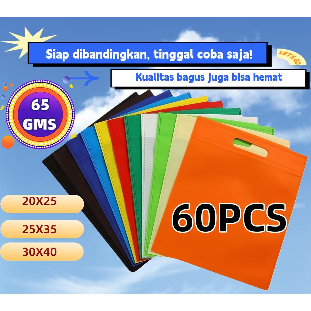 60pcs Tas Spunbond Polos Oval Ukuran 20x25 25x35 30x40 - Kantong Kain Souvenir Hajatan