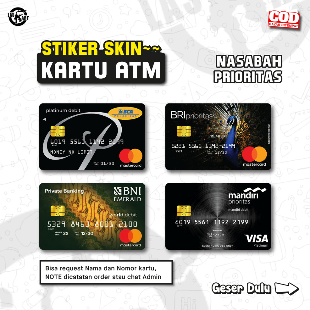 STIKER ATM NASABAH PRIORITAS || BCA || BNI EMERALD || BRI || MANDIRI || GARSKIN ATM VINYL