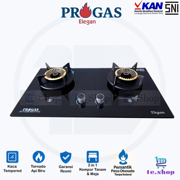 Kompor Gas 2 Tungku Tanam Kaca Kompor Tanam PROGAS Elegan