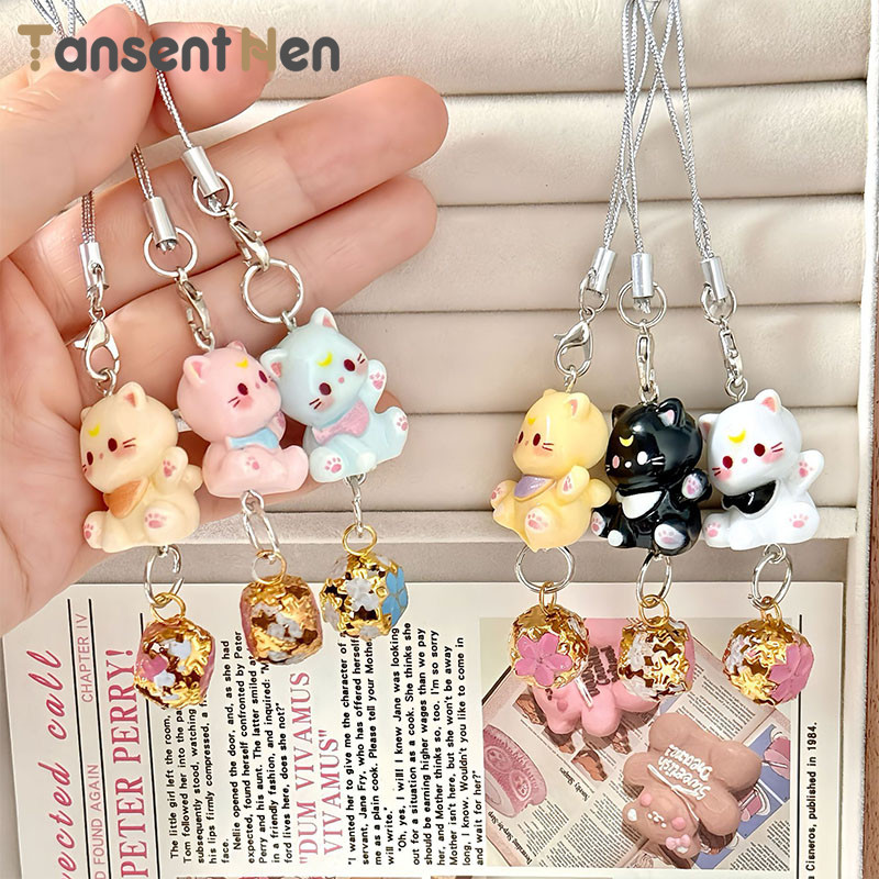 COD Murah 3D Kartun Kucing Gantungan Telepon Lucu Resin Gantungan Kunci Siswa Tas Hadiah Teman Terba