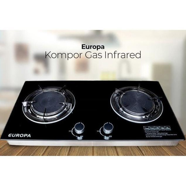 Kompor Gas Tanam Kaca Infrared Europa 2 Tungku