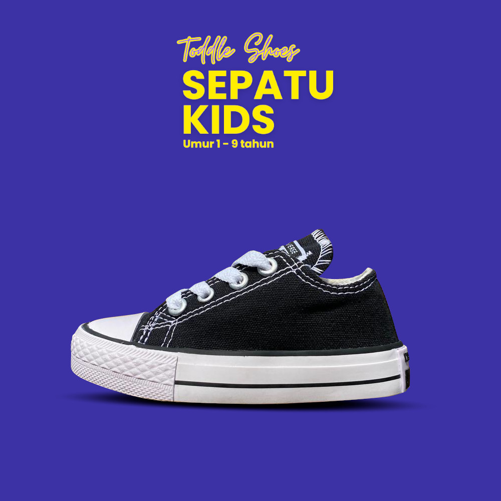 KIKKI SHOP Sepatu  Anak - Hitam  all star | Sekolah TK, SD, SMP - Sneaker Casual Anak Laki-Laki & Pe