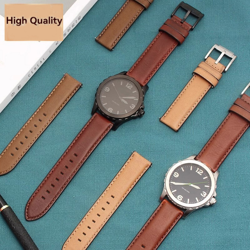 For Fossil Italian Leather Strap Men's FS5088 FS5380 Timex Wat- Vintage Bracelet Quick Release Wat-b