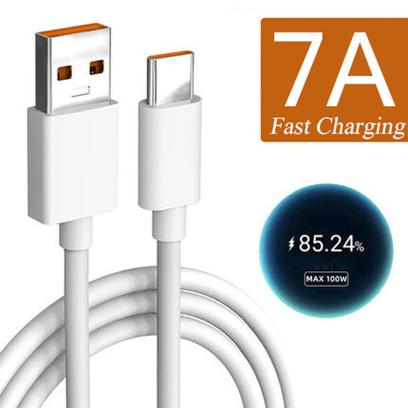 100W USB to Type C Mobile Phone Fast Charging Cable 7A High Speed Charge Cord 0.25m/1m/1.5m/2m Durab